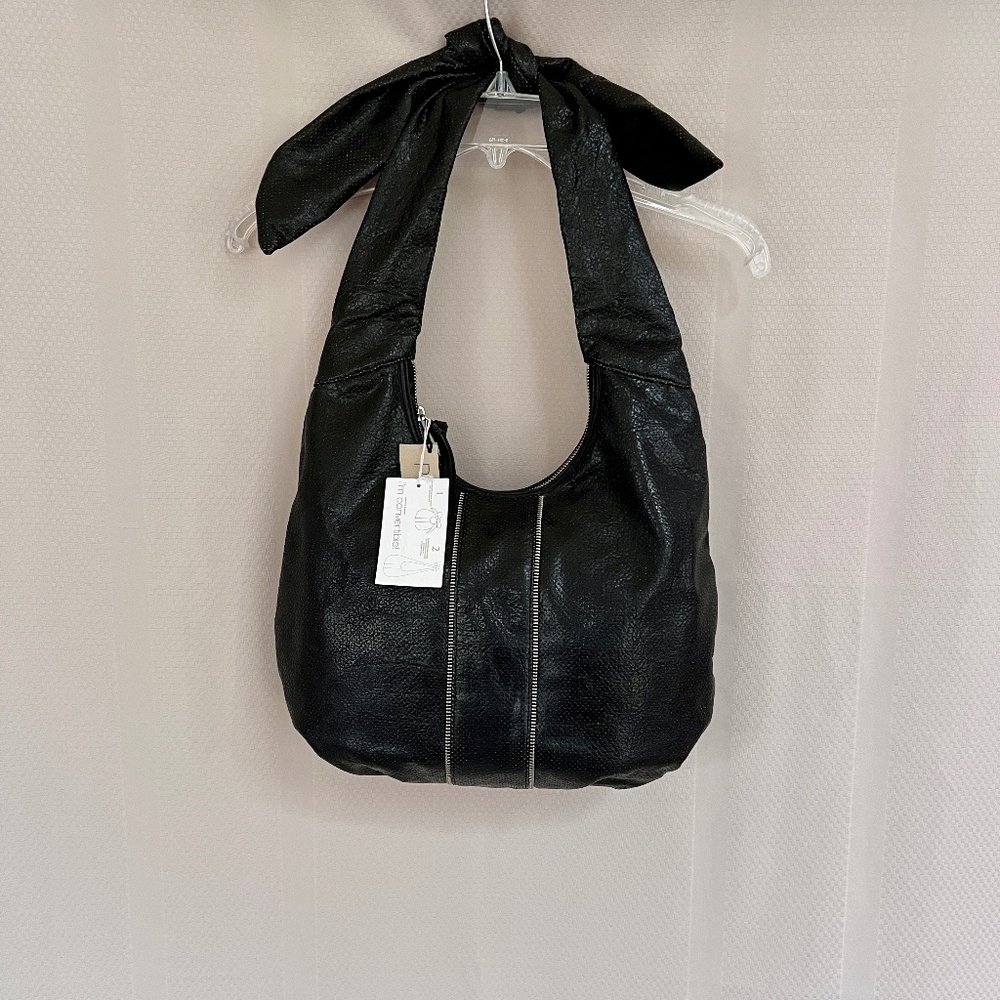 PH8 Parker Adjustable Strap Perf Hobo Bag Black NWT